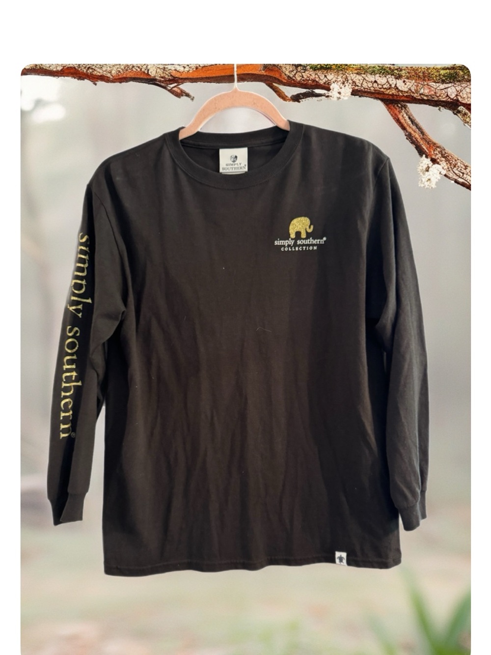 Simply Southern Black Crewneck Sweatshirt with White Tag
